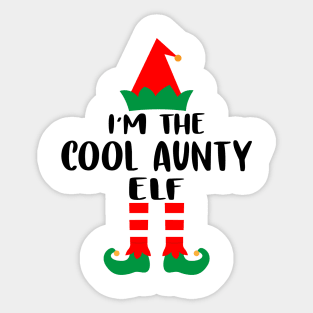 I'm The Cool Aunty Elf Family Matching Group Christmas Costume Outfit Pajama Funny Gift Sticker